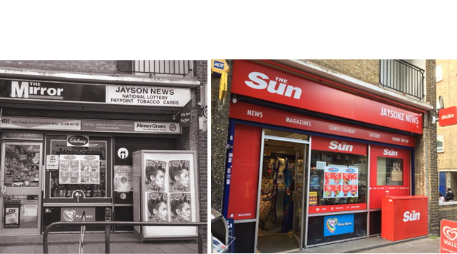 Before and after picture of shopfront refit